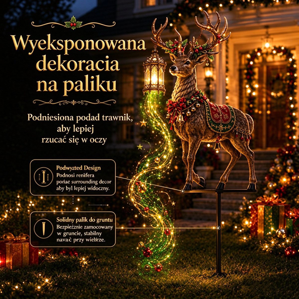 💥Nowość💥 Świecący renifer w formie topiaru