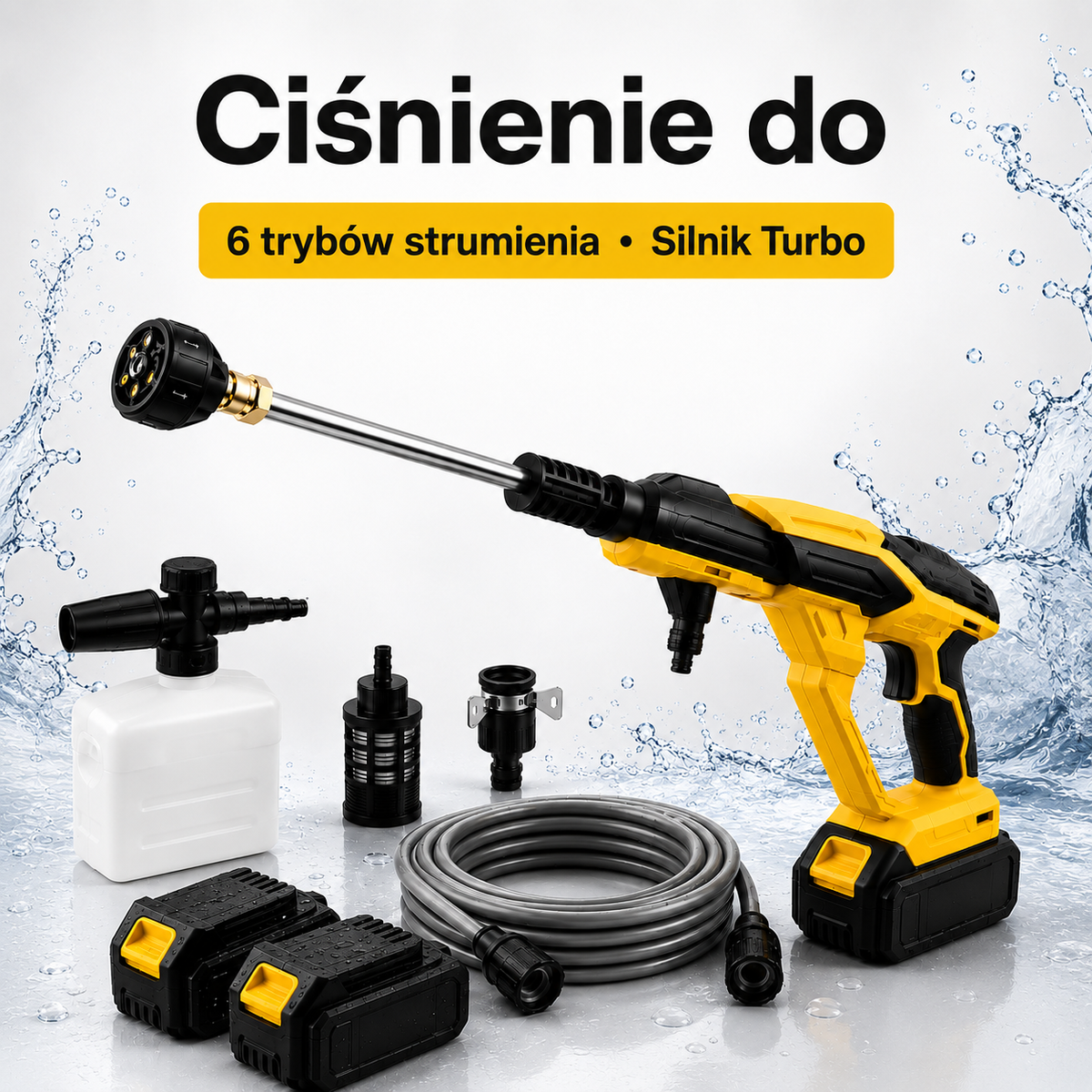 🔥Ostatni dzień oferty ograniczonej czasowo🔥Bezprzewodowa Myjka Ciśnieniowa z Silnikiem Turbo - 6 Trybów Strumienia