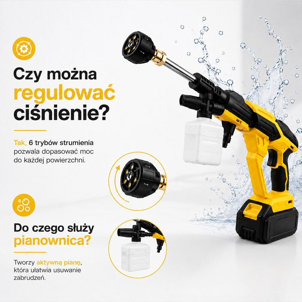 🔥Ostatni dzień oferty ograniczonej czasowo🔥Bezprzewodowa Myjka Ciśnieniowa z Silnikiem Turbo - 6 Trybów Strumienia